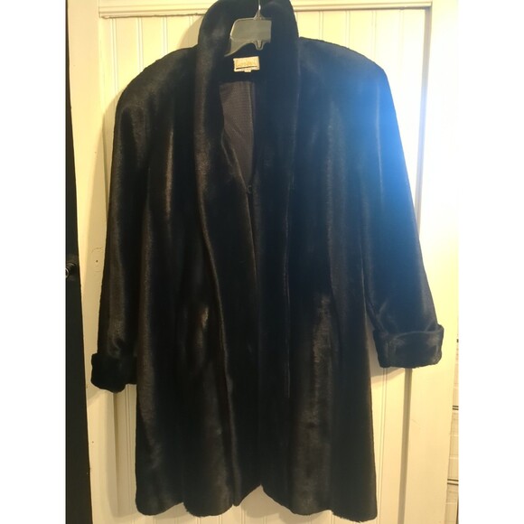 Lorovi Jackets & Blazers - Luxurious Vintage Lorovi Black Faux Mink Fur Coat Sz Medium
